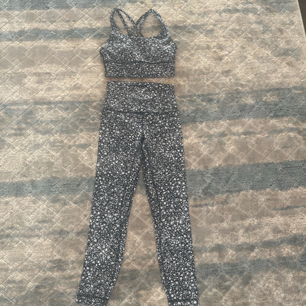 lululemon Align High-Rise Pant 25" Floral Alpine White Black Size 4